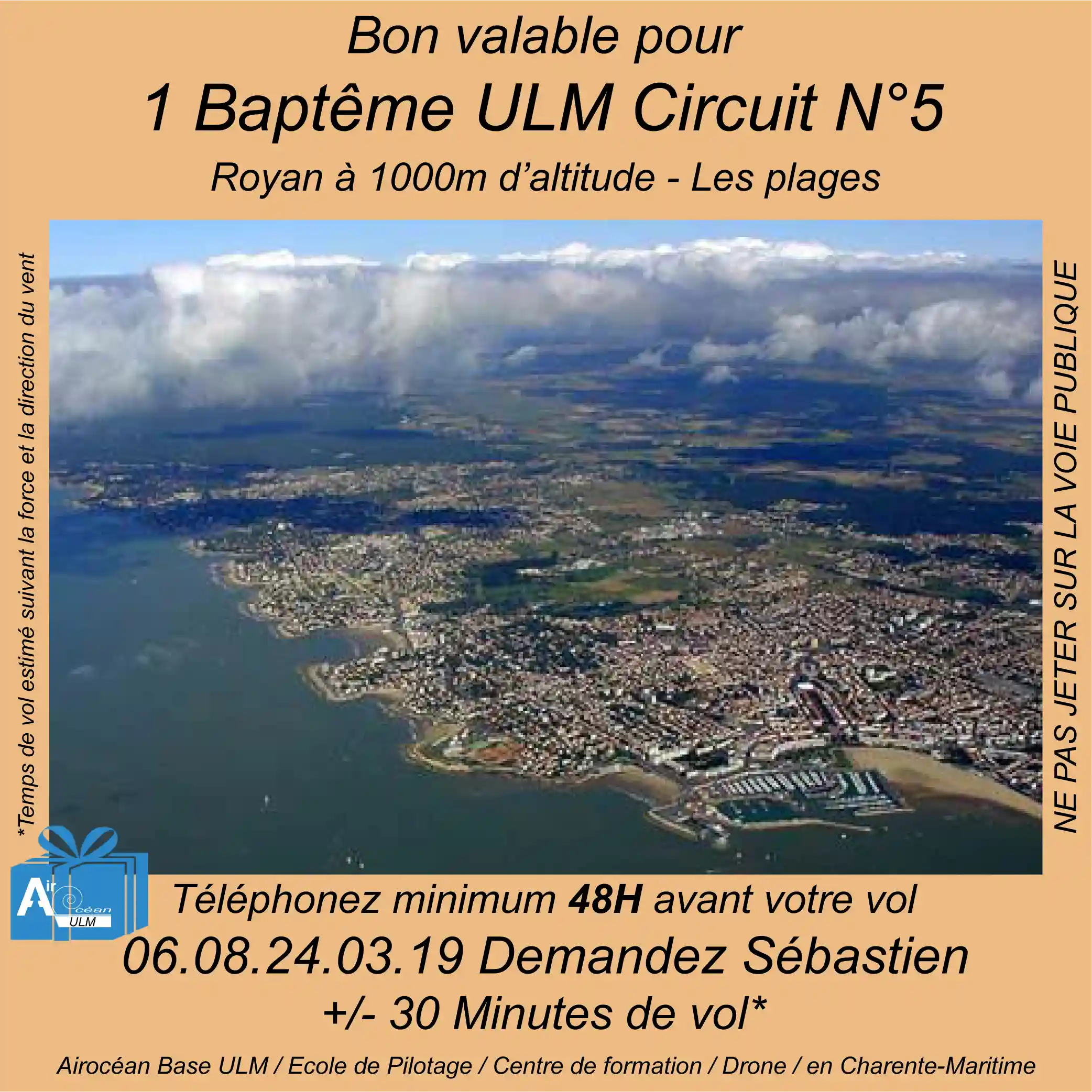 Baptême de l'air ULM Royan 1000m Circuit N°5