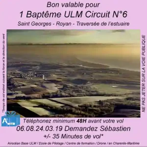 Baptême de l'air ULM à Saint Georges -Royan - Traversée de l'estuaire​​ avec Airocéan
