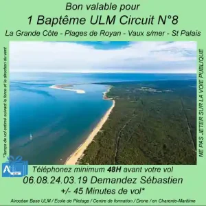 Baptême de l'air ULM à La grande côte Les plages de Royan - Vaux s/ mer - St. Palais avec Airocéan école de pilotage ulm