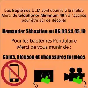 instructions Baptême de l'air ULM à Falaises de Suzac