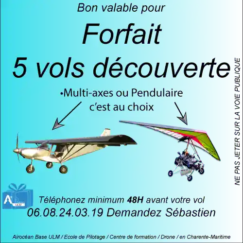 Forfait Découverte 5 vols Multi-axes ou Pendulaire 17media