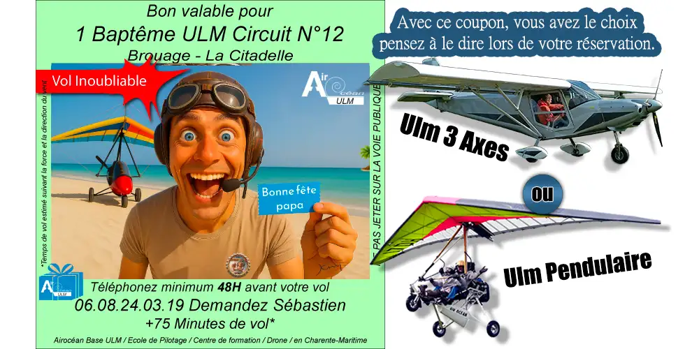 Cadeau original fête des pères 2026 Baptême ULM<br> Brouage<br> Circuit N°12 – Image 3