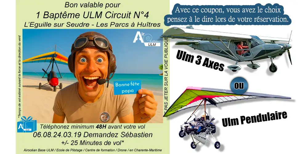 Baptême de l'air ULM<br>L'Eguille sur Seudre<br>Cadeau original fête des pères 2026 Circuit N°4 – Image 4
